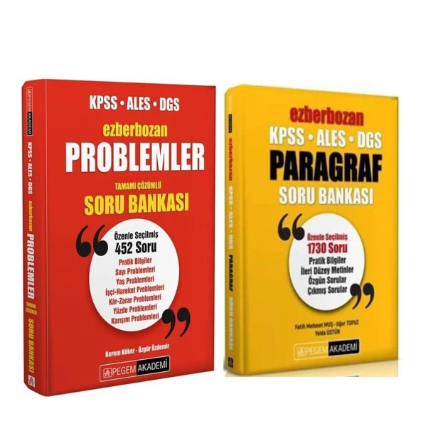 Pegem KPSS ALES DGS Ezberbozan Paragraf ve Problemler Soru Bankası Seti 2 Kitap ürün görseli 1