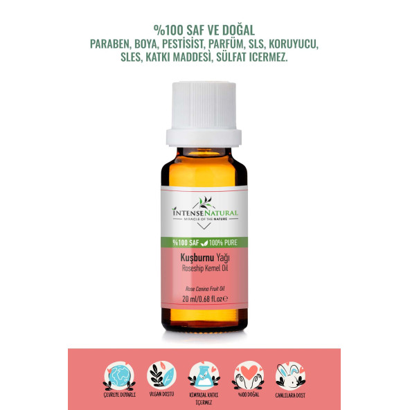Kuşburnu Çekirdeği Yağı Soğuk Sıkım 20 ml %100 Saf ve Doğal Rosehip Seed Carrier Oil ürün görseli 1