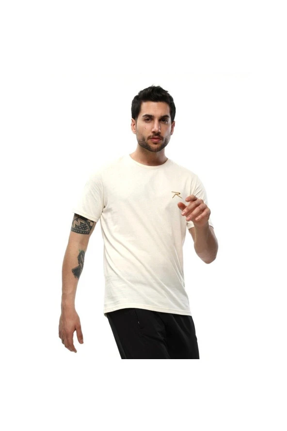 Raru AGNITIO Erkek Pamuklu Ekru Günlük T-shirt ürün görseli 1