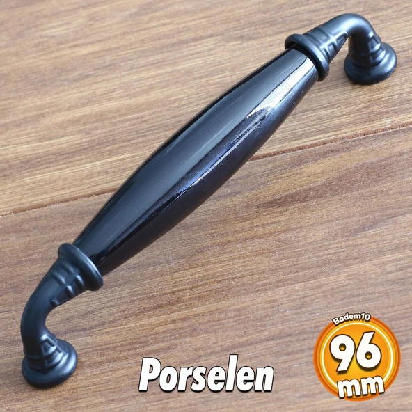 Gerçek Porselen Siyah 96 Mm Mobilya Mutfak Kulpları Çekmece Dolap Kulplar Kapak Kulpu Kulbu Dolabı ürün görseli 1