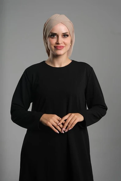 Bej Pratik Hazır Geçmeli Tesettür Bone Sandy Kumaş Büzgülü 2114_12 ürün görseli 1