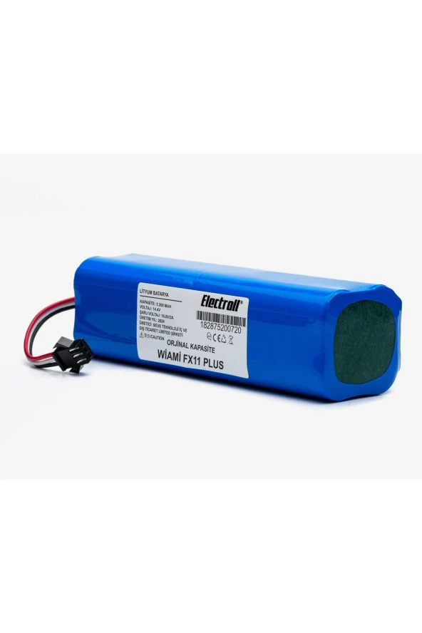 ELECTROLL Wiami Fx-11Uyumlu Plus Batarya (ORJİNAL KAPASİTE)5200mAh Pil Akıllı Robot Süpürge Batarya Değişimi ürün görseli 1