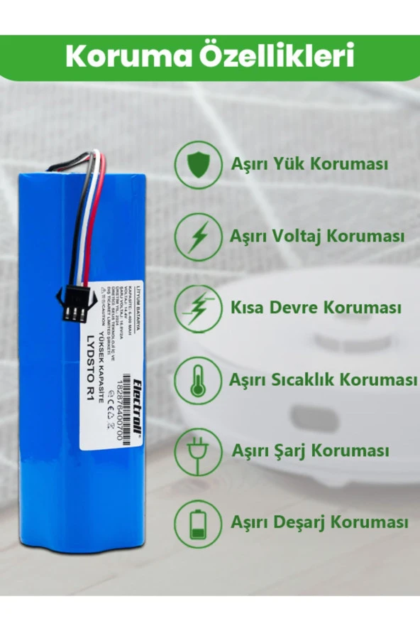 ELECTROLL Lydsto R1 Batarya (YÜKSEK KAPASİTE) 6.400mah Pil Akıllı Robot Süpürge Batarya Değişimi ürün görseli 1