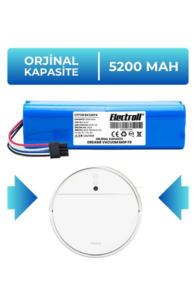 ELECTROLL Dreame Vacuum Mop F9 Batarya (ORJİNAL KAPASİTE) 5200mah Pil Akıllı Robot Süpürge Batarya Değişimi ürün görseli 1
