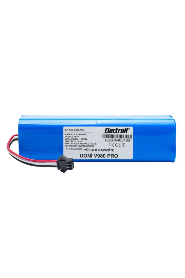 ELECTROLL Uoni V980 Pro Batarya (YÜKSEK KAPASİTE) 6400mah Pil Akıllı Robot Süpürge Batarya Değişimi ürün görseli 1