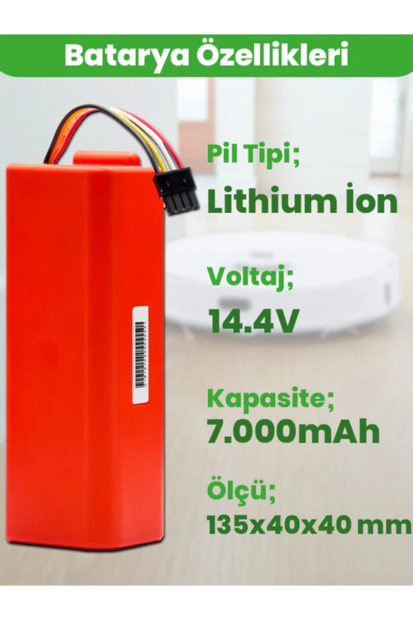 ELECTROLL Roborock S7 MaxV Ultra Uyumlu Batarya Kutulu Yüksek Kapasite 7000mAh Pil Robot Süpürge Batarya ürün görseli 1