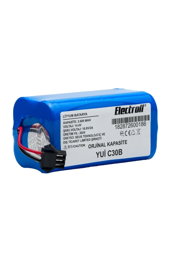 ELECTROLL Yui C30b Batarya (ORJİNAL KAPASİTE) 2600mah Pil Akıllı Robot Süpürge Batarya Değişimi ürün görseli 1