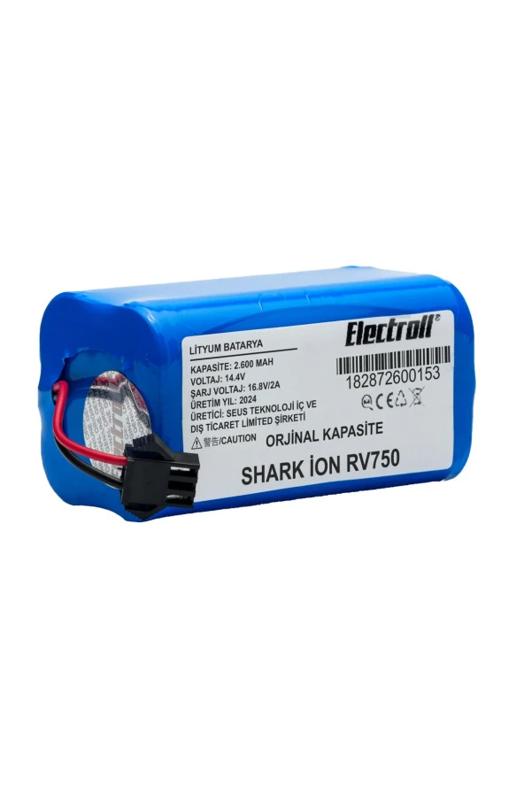 ELECTROLL Shark Ion Rv750 Batarya (ORJİNAL KAPASİTE) 2600mah Pil Akıllı Robot Süpürge Batarya Değişimi ürün görseli 1
