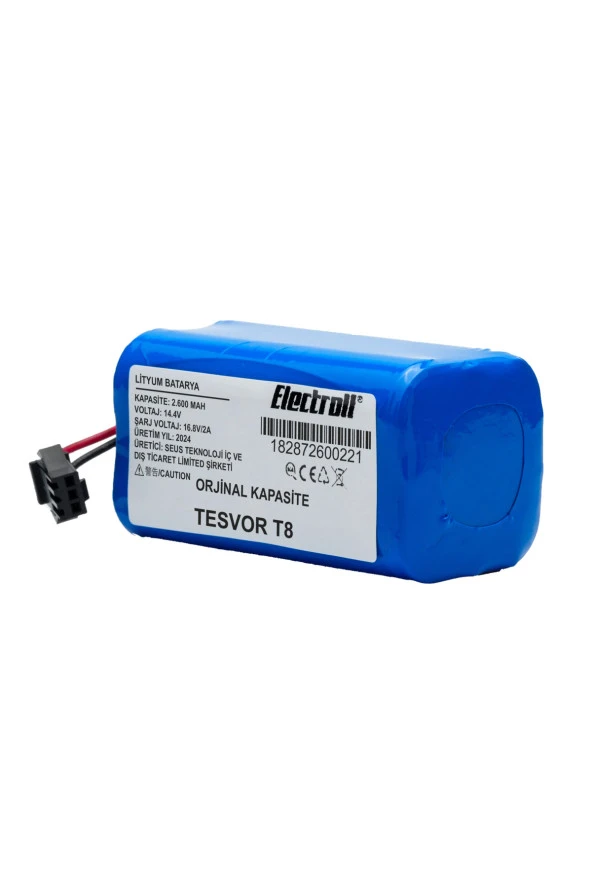 ELECTROLL Tesvor T8 Batarya (ORJİNAL KAPASİTE) 2600mah Pil Akıllı Robot Süpürge Batarya Değişimi ürün görseli 1