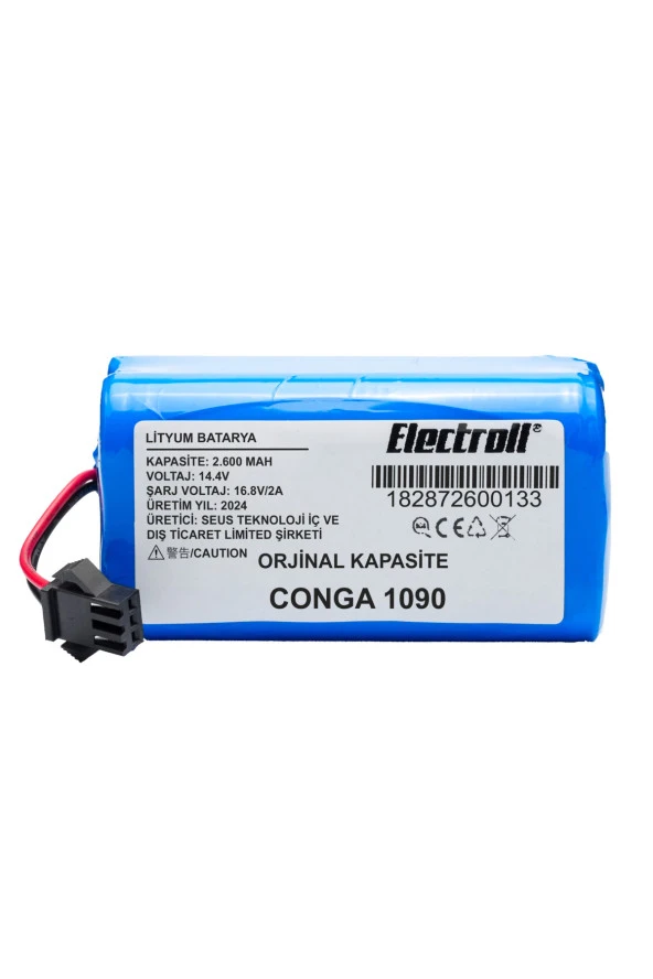 ELECTROLL Conga 1090 Batarya (ORJİNAL KAPASİTE) 2600mah Pil Akıllı Robot Süpürge Batarya Değişimi ürün görseli 1