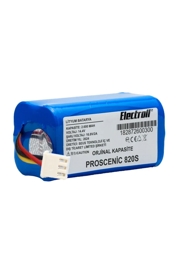 ELECTROLL Proscenic 820s Batarya (ORİJİNAL KAPASİTE) 2600mah Pil Akıllı Robot Süpürge Batarya Değişimi ürün görseli 1