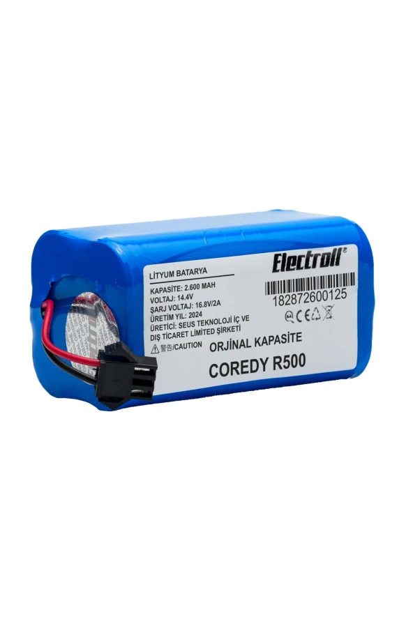 ELECTROLL Coredy R500 Batarya (ORJİNAL KAPASİTE) 2600mah Pil Akıllı Robot Süpürge Batarya Değişimi ürün görseli 1