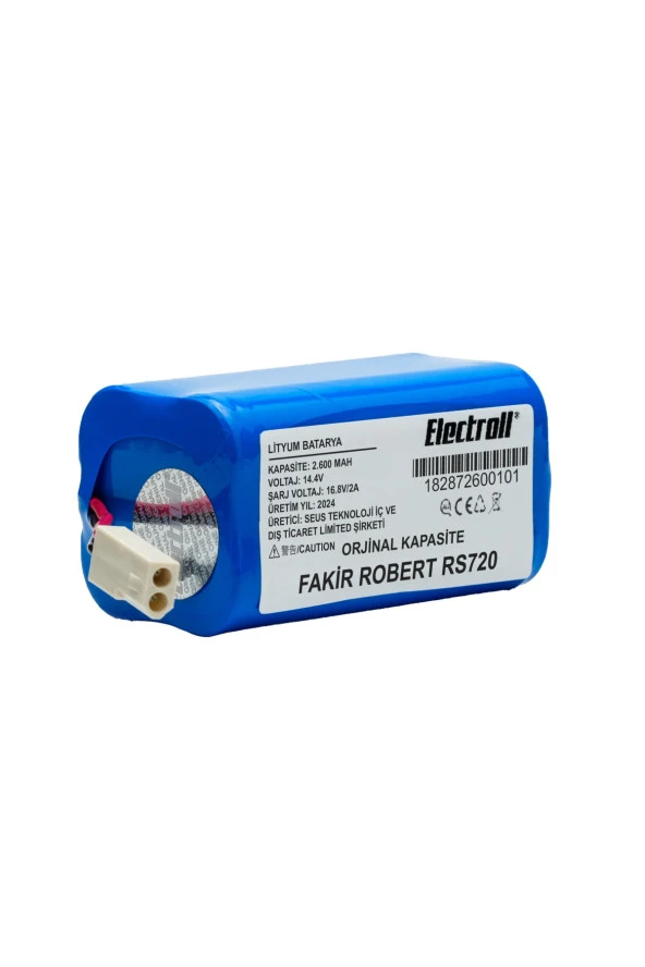 ELECTROLL Fakir Robert Rs720 Batarya (ORJİNAL KAPASİTE) Uyumlu 2600mah Pil Robot Süpürge Batarya Değişimi ürün görseli 1