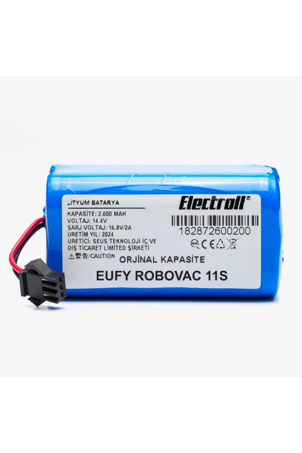 ELECTROLL Anker Eufy Robovac 11s T2108 Batarya (ORJİNAL KAPASİTE) 2.600mah Pil Robot Süpürge Batarya Değişimi ürün görseli 1