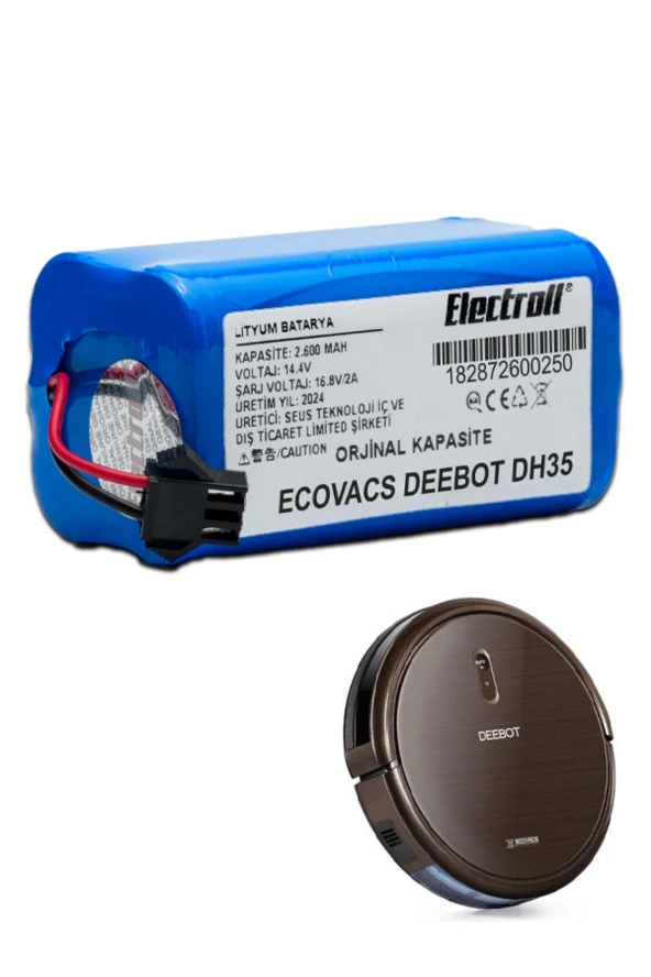 ELECTROLL Ecovacs Deebot Dh35 Batarya (ORJİNAL KAPASİTE) 2.600mah Pil Akıllı Robot Süpürge Batarya Değişimi ürün görseli 1