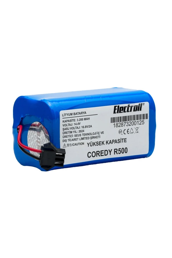 ELECTROLL Coredy R500 Batarya (YÜKSEK KAPASİTE) 3200mah Pil Akıllı Robot Süpürge Batarya Değişimi ürün görseli 1
