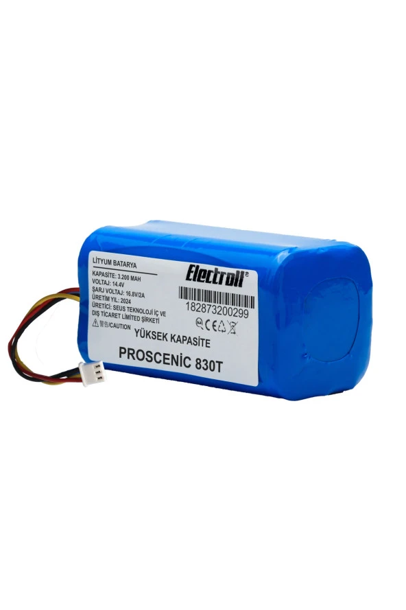 ELECTROLL Proscenic 830t Batarya (YÜKSEK KAPASİTE) 3200mah Pil Akıllı Robot Süpürge Batarya Değişimi ürün görseli 1