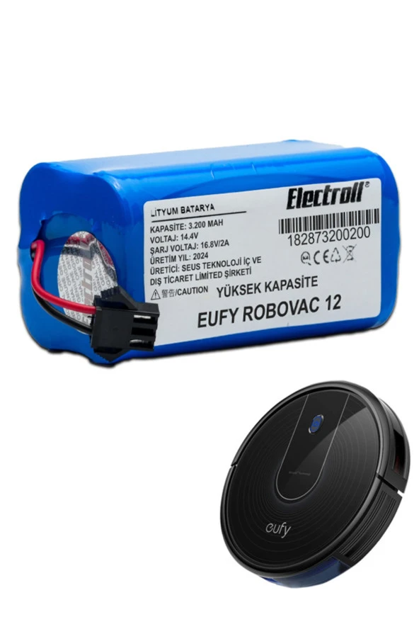 ELECTROLL Eufy Robovac 12 Batarya (YÜKSEK KAPASİTE) 3.200mah Pil Akıllı Robot Süpürge Batarya Değişimi ürün görseli 1