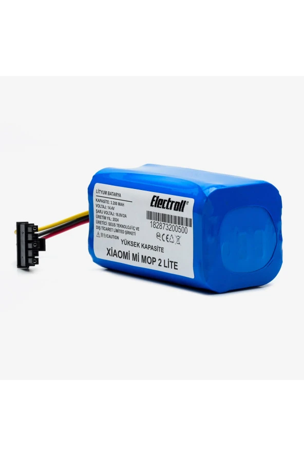 ELECTROLL Xiaomi Mop 2 Lite Batarya (YÜKSEK KAPASİTE) 3.200mah Pil Akıllı Robot Süpürge Batarya Değişimi ürün görseli 1
