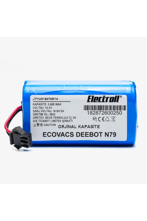 ELECTROLL Ecovacs Deebot N79 Batarya (YÜKSEK KAPASİTE) 3.200mah Pil Akıllı Robot Süpürge Batarya Değişimi ürün görseli 1