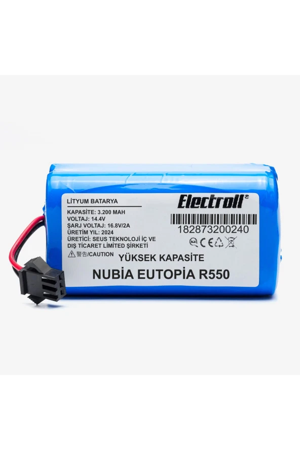 ELECTROLL Nubia Eutopia R550 Batarya (YÜKSEK KAPASİTE) 3.200mah Pil Akıllı Robot Süpürge Batarya Değişimi ürün görseli 1