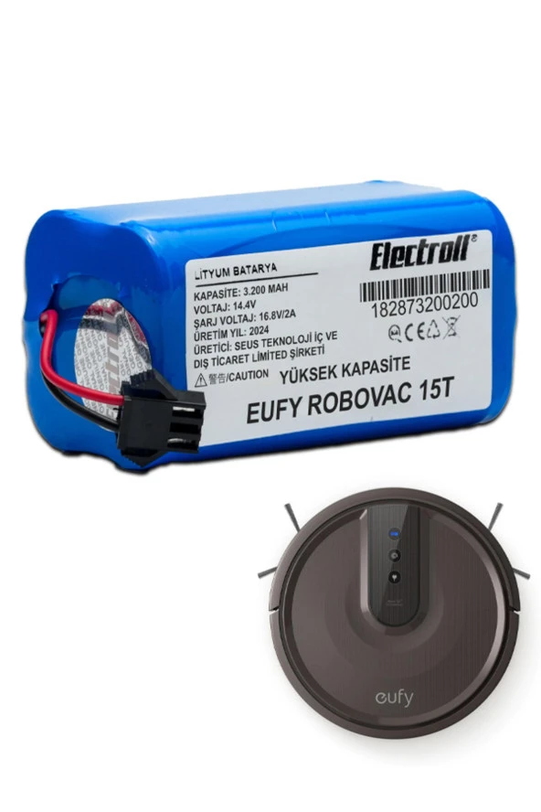 ELECTROLL Eufy Robovac 15t Batarya (YÜKSEK KAPASİTE) 3.200mah Pil Akıllı Robot Süpürge Batarya Değişimi ürün görseli 1