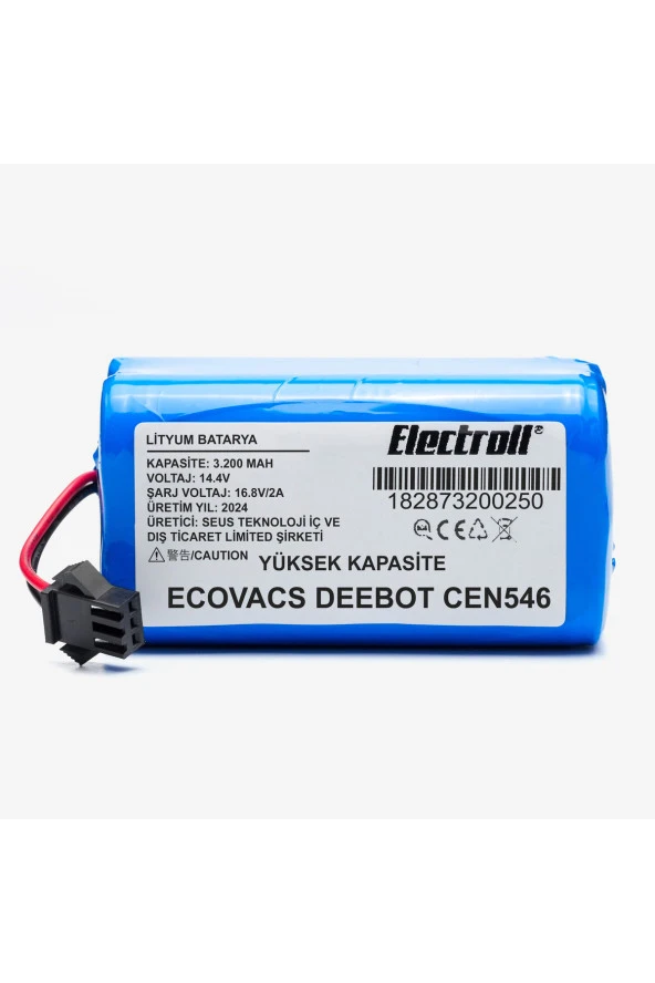 ELECTROLL Ecovacs Deebot Cen546 Batarya (YÜKSEK KAPASİTE) 3.200mah Pil Akıllı Robot Süpürge Batarya Değişimi ürün görseli 1