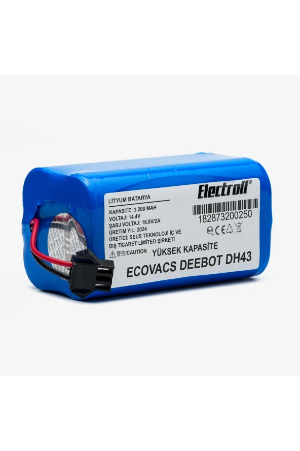 ELECTROLL Deebot Dh43 Batarya (YÜKSEK KAPASİTE) 3.200mah Pil Akıllı Robot Süpürge Batarya Değişimiuyumlu ürün görseli 1