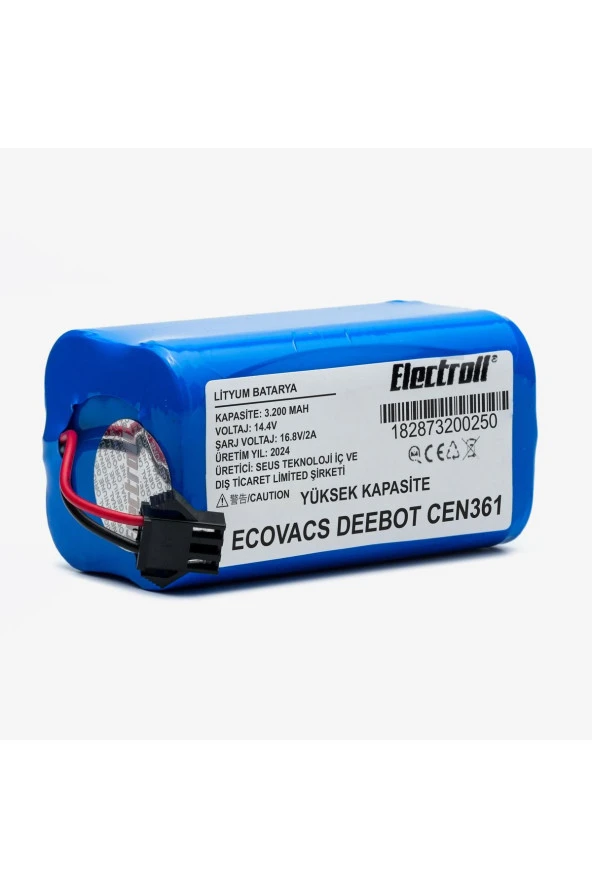 ELECTROLL Ecovacs Deebot Cen361 Batarya (YÜKSEK KAPASİTE) 3.200mah Pil Akıllı Robot Süpürge Batarya Değişimi ürün görseli 1