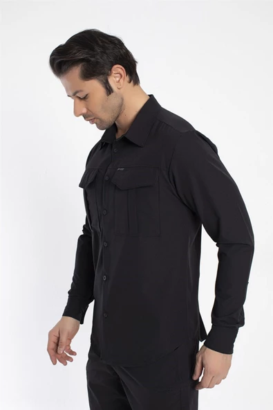 Crozwise Outdoor - Erkek Siyah Spor Gömlek - 7132-10 ürün görseli 1
