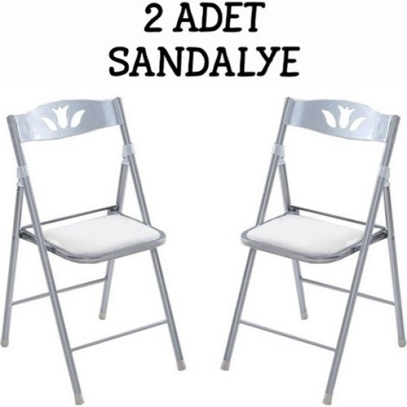 Eportatif Katlanır Mutfak Sandalyesi Kırma Koltuk Beyaz 2 Adet 1054 ürün görseli 1