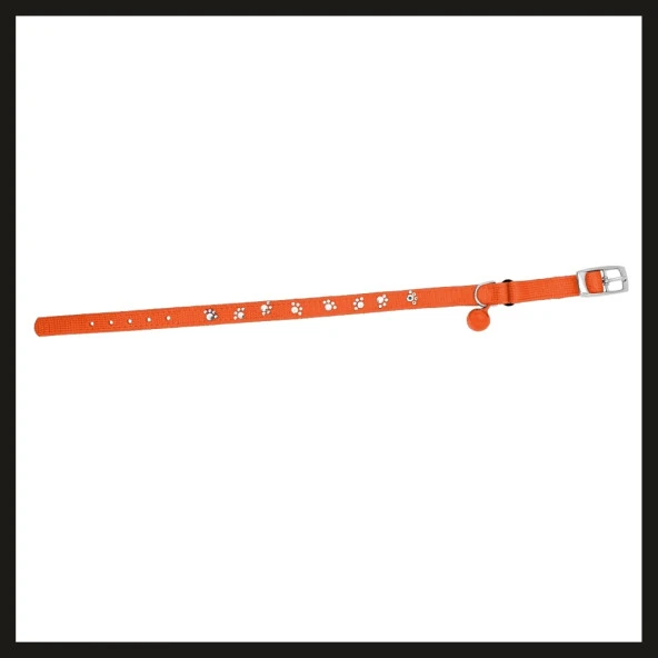 Uyguna-Yakala 10mm*30cm Turuncu Pati Baskılı Kedi-köpek Tasması-SMA.303 ürün görseli 1