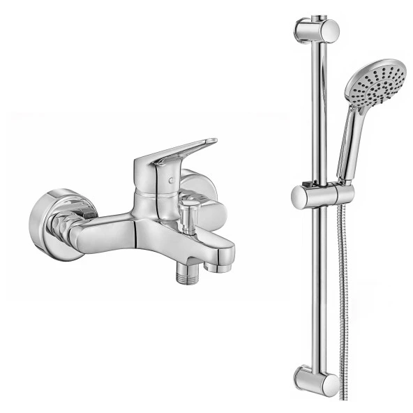 ECA Spylos Banyo Bataryası + ECA Logica Sürgülü Duş Seti Üst Takımı ürün görseli 1