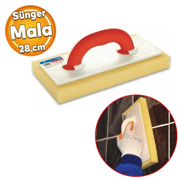 Süngerli Plastik Mala 28 cm İnce Sıva Perdah Fayans Yüzey Temizlik Malası ürün görseli 1