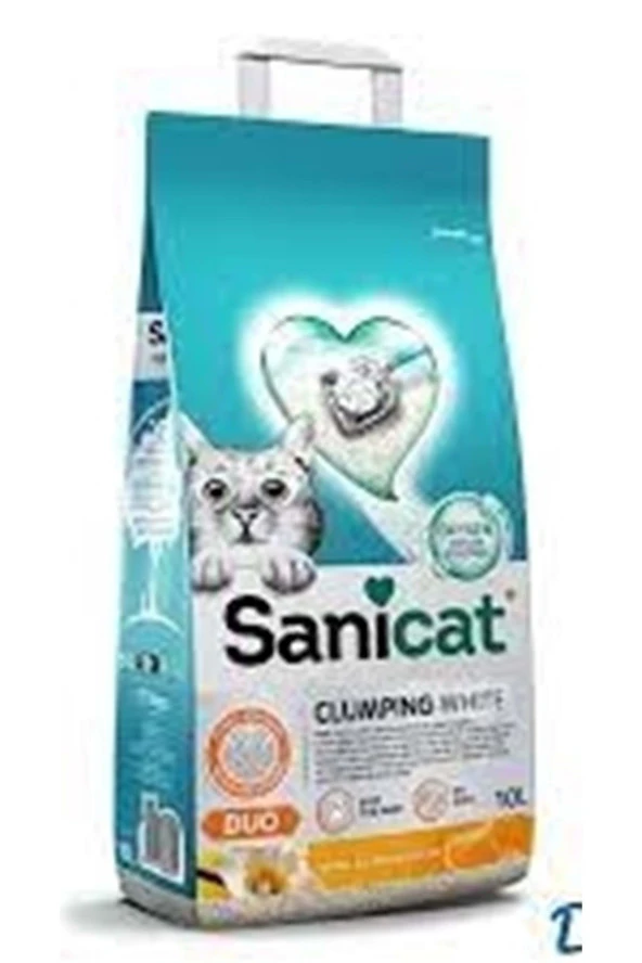 Sanicat Duo White Vanilya Mandalin Kokulu Topaklanan Kedi Kumu 10 Litre ürün görseli 1