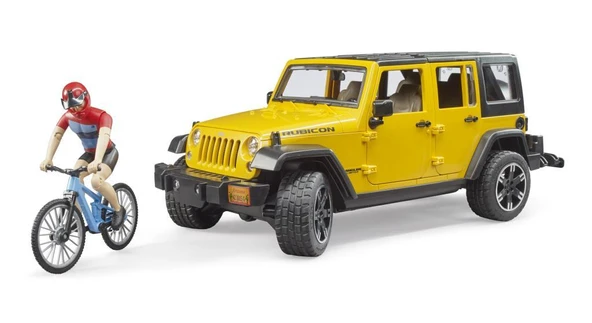 Bruder Jeep W. Rubicon & Bisiklet ve Sürücüsü 02543 Lisanslı Ürün ürün görseli 1