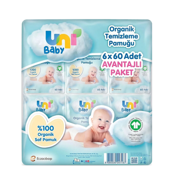 Uni Baby Bebek Temizleme Pamuğu 60 Lı X 6 Adet ürün görseli 1