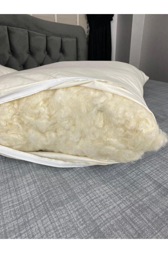 Boyun Fıtığı Ve Boyun Düzleşmesi Için Doğal %100 Kokusuz Yün Yastık 50x70 1350 Gr ürün görseli 1
