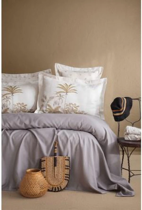 Apricitas Home Noble Gri Çift Kişilik pike set %100 pamuk ürün görseli 1