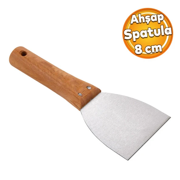 Ahşap Saplı Metal Macun Spatula Temizlik Boya Sıva Kazıma Harç Karıştırma Ispatulası 8 cm ürün görseli 1