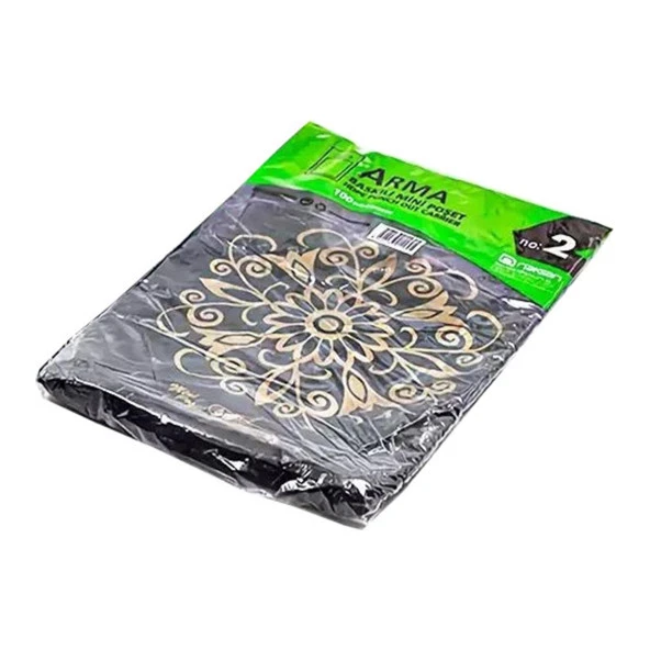 Arma Baskılı Mini Blok Poşet Torba - No : 2 - 25x37 Cm. - Siyah - 100 Adetlik 1 Paket ürün görseli 1
