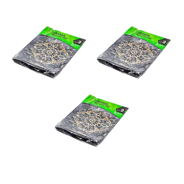 Arma Baskılı Mini Blok Poşet Torba - No : 2 - 25x37 Cm. - Siyah - 100 Adetlik 3 Paket ürün görseli 1