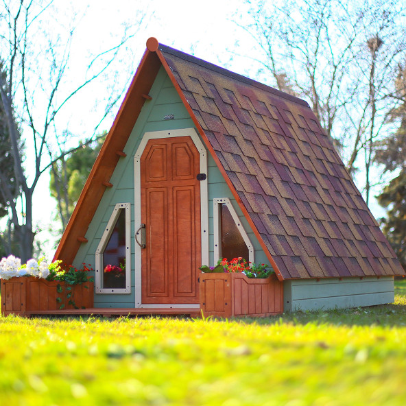 MANDU Ahşap Üçgen Çocuk Oyun Evi ( Aframe Playhouse) ürün görseli 1