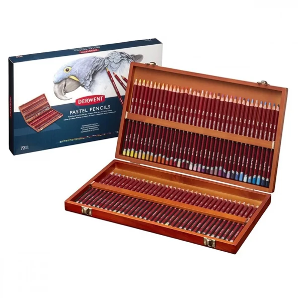 Derwent Pastel Pencils 72li Ahşap Kutu Pastel Kalem Seti ürün görseli 1