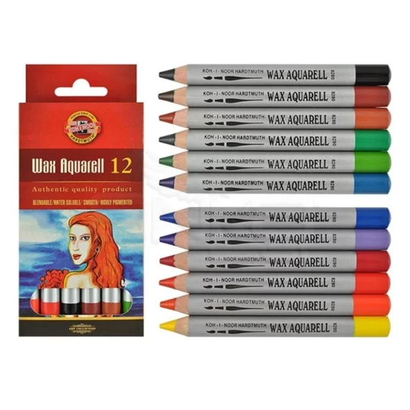 Koh-i-Noor Wax Aquarell Sulandırılabilir Pastel Boya Seti 12 Renk ürün görseli 1