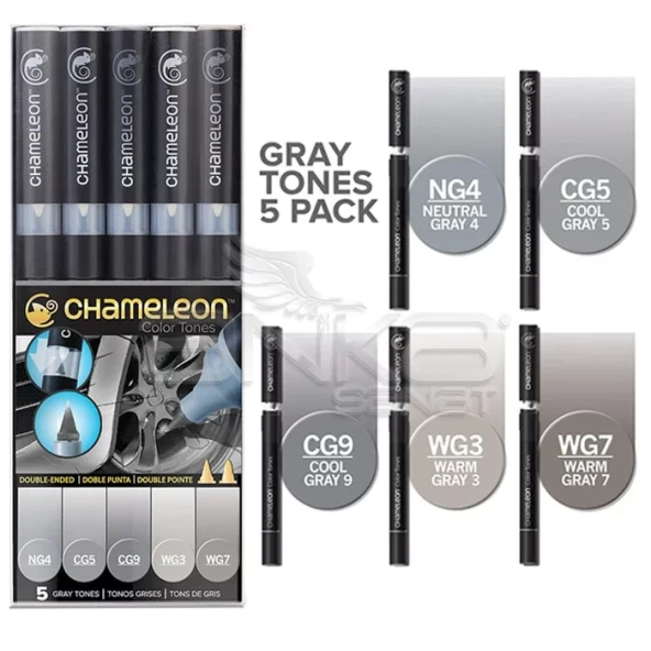 Chameleon Marker Kalem 5li Set Gray Tones ürün görseli 1