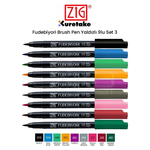 Zig Fudebiyori Brush Pen 9lu Set 3 ürün görseli 1