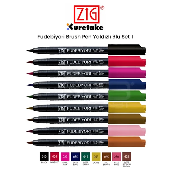 Zig Fudebiyori Brush Pen 9lu Set 1 ürün görseli 1