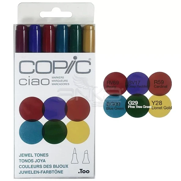 Copic Ciao Marker 6lı Set Jewel Tones ürün görseli 1