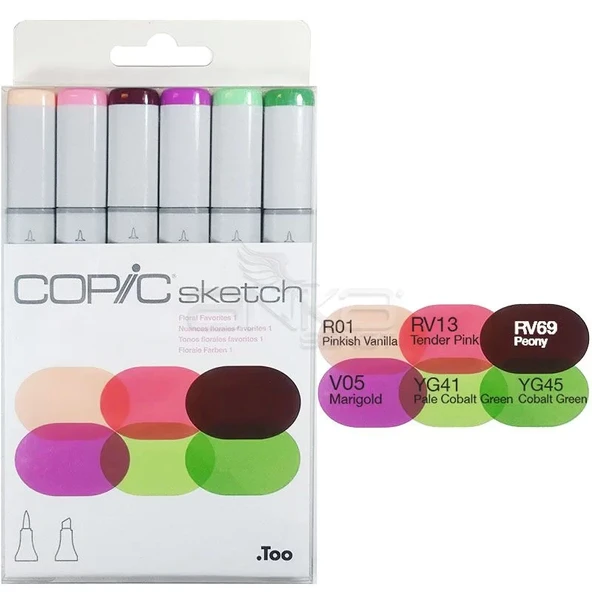 Copic Sketch Marker 6lı Set Froral Favorites 1 ürün görseli 1